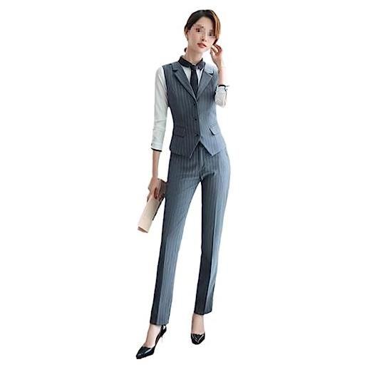 Alloaone gilet da lavoro da donna slim con scollo a v abbigliamento da lavoro da donna da ufficio formale gray vest and pants xl