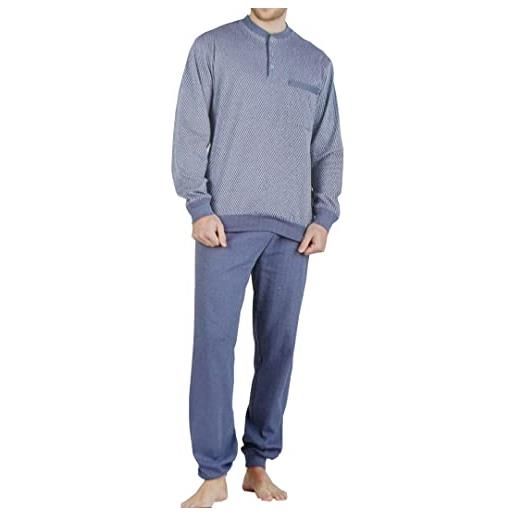 BIP BIP pigiama uomo invernale, pigiama uomo caldo cotone, 100% cotone, 7016, ambizione (l, blu)