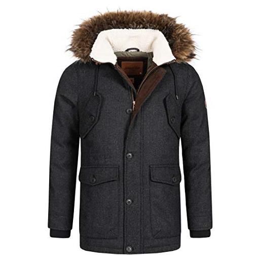 Indicode uomini baynes winter jacket | giacca invernale con cappuccio foderato in peluche black mix l