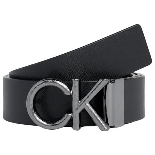 Calvin Klein adj metal 35mm k50k511567 cintura regolabile, nero (ck black saffiano), 110 uomo