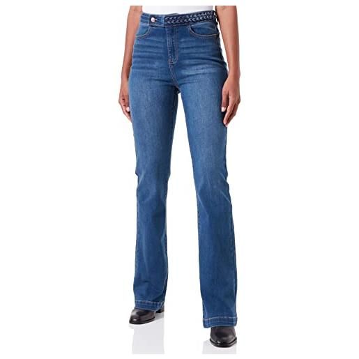 Morgan détails tresse ceinture 222-pkely jeans, jean stone, 34 donna
