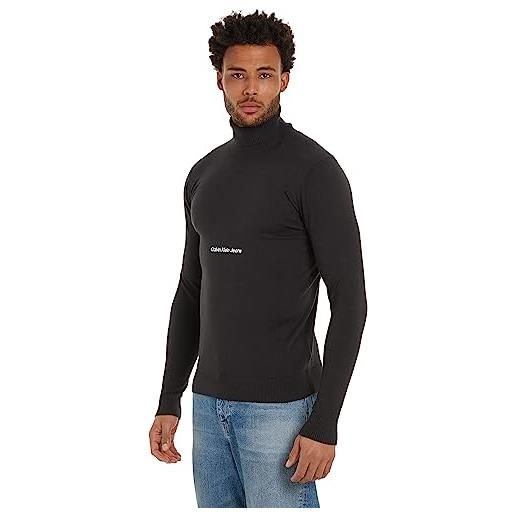 Calvin Klein Jeans pullover uomo institutional sweater pullover in maglia, nero (ck black), xs
