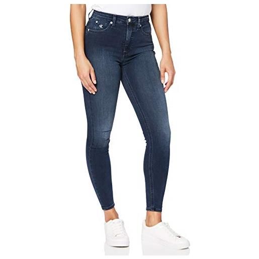 Calvin Klein jeans high rise super skinny ankle j20j215788 pantaloni, denim (denim dark), 24w donna