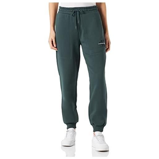 Calvin Klein Jeans monologo cuffed jog pants j20j218971 pantaloni della tuta, verde (dark seaweed), 3xl donna