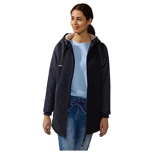 Street One a201870 cappotto trapuntato in mix di materiali, gravity blue, 44 donna