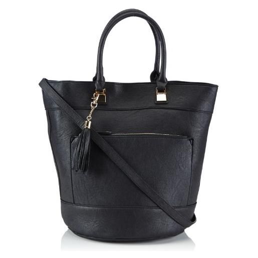 PIECES ines bag pl, borsa a spalla donna, nero (schwarz (black c-n10)), 37x31x24 cm (b x h x t)