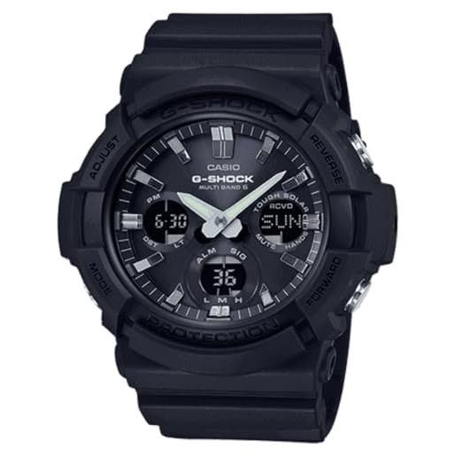 Casio g-shock orologio 20 bar, nero, con ricezione segnale radio e funzione solare, analogico - digitale, uomo, gaw-100b-1aer