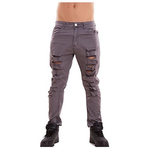 Toocool - jeans uomo pantaloni strappi slim denim casual colorati cotone nuovi xsf31-78 [36/tg 50, grigio]