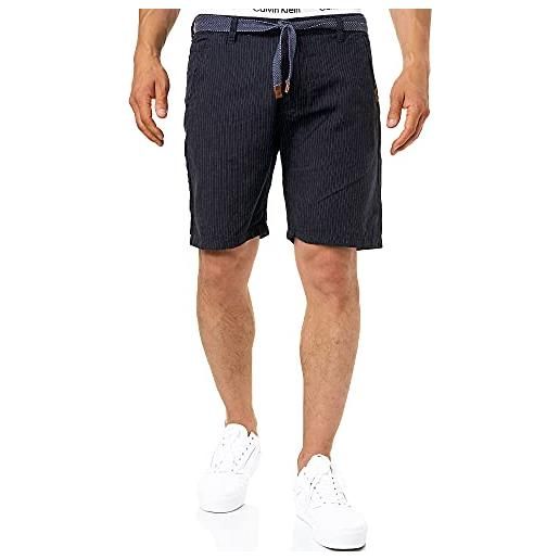 Indicode uomini enford shorts | bermuda pantaloncini in cotone & lino navy l