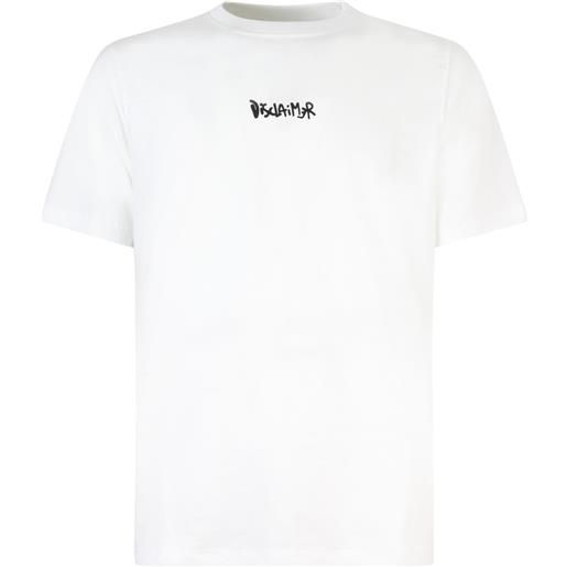 DISCLAIMER t-shirt bianca con stampa logata per uomo