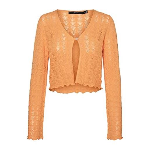 Vero moda vmlollie ls flare sleeve v-collo cardigan maglione, mock arancione, m donna