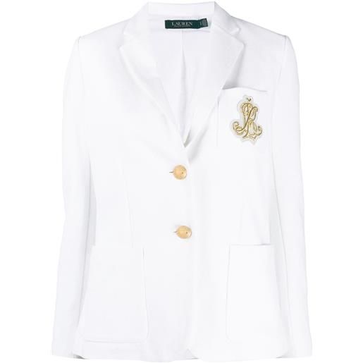Lauren Ralph Lauren blazer monopetto con logo - bianco