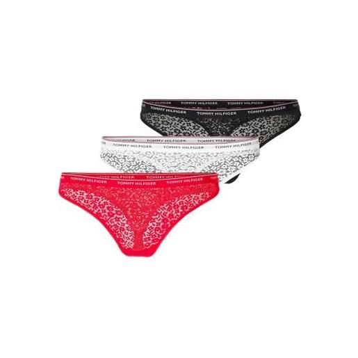 Tommy Hilfiger 3 pack thong lace (ext sizes), donna, desert sky/white/primary red, l