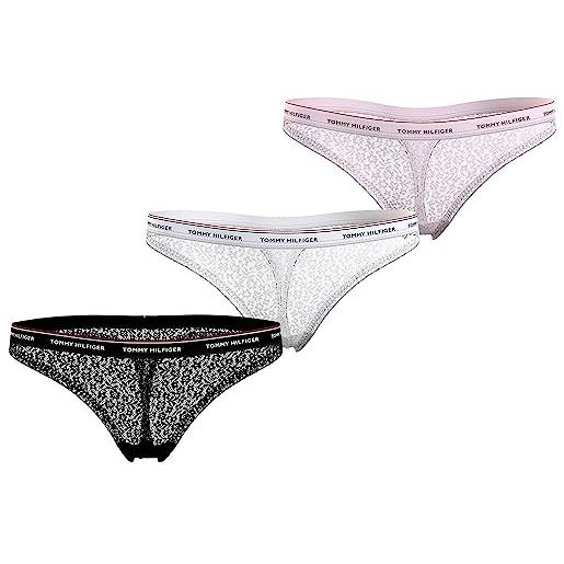 Tommy Hilfiger 3 pack thong lace (ext sizes), donna, desert sky/white/primary red