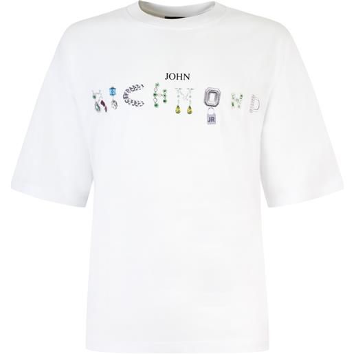 JOHN RICHMOND t-shirt bianca con logo centrale per uomo
