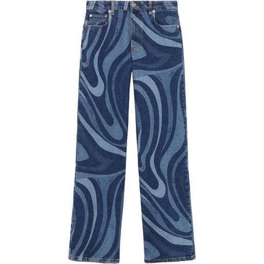 PUCCI jeans dritti con stampa marmo - blu