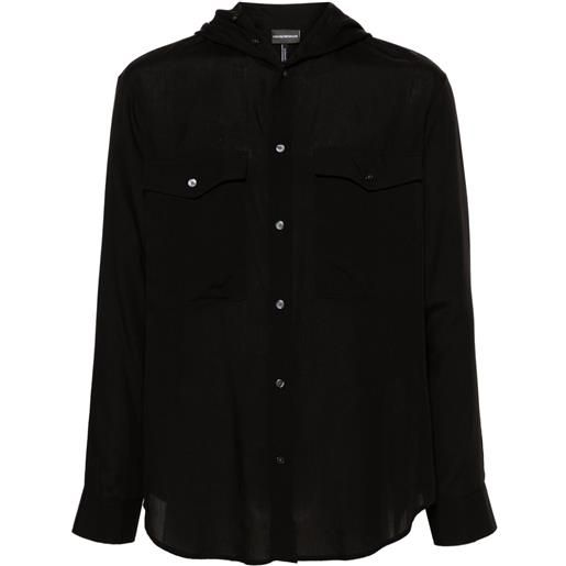 Emporio Armani camicia con cappuccio - nero