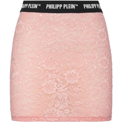 Philipp Plein minigonna con banda logo - rosa