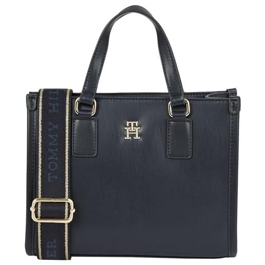 Tommy Hilfiger th monotype mini tote aw0aw15977, borse a tracolla donna, blu (space blue), os