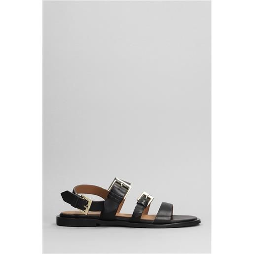 Carmens sandali flats etoile buckles in pelle nera