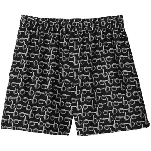 Burberry shorts in seta con stampa - nero