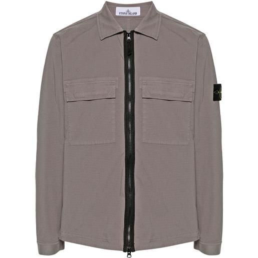 Stone Island giacca-camicia con applicazione compass - grigio