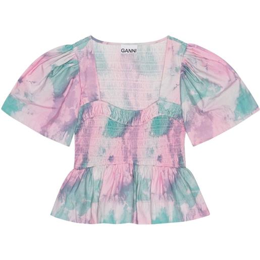GANNI blusa con fantasia tie-dye in cotone biologico - rosa