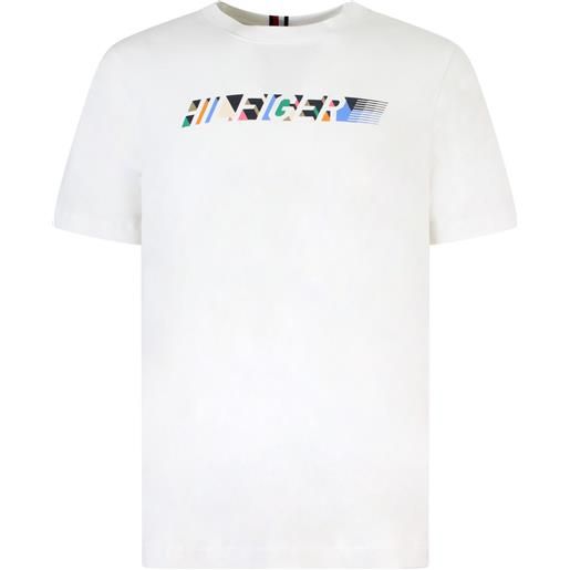 TOMMY HILFIGER t-shirt bianca con logo per uomo