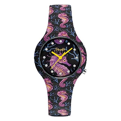 Doodle Watch orologio da donna graphics mood cavalluccio marino con cinturino in silicone 35 mm do35020, cinghia