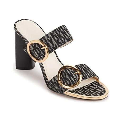 DKNY staten-sandali in tessuto con tacco a blocco, a due cinturini, donna, zabaione nero, 37.5 eu