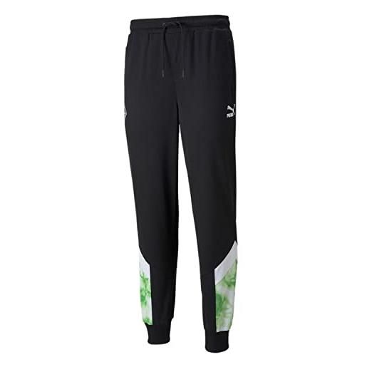 PUMA borussia mönchengladbach iconic - pantaloni da allenamento, da uomo, nero/verde, taglia s