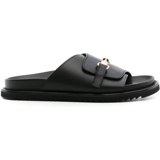 Doucal's sandali con fibbia logo - nero
