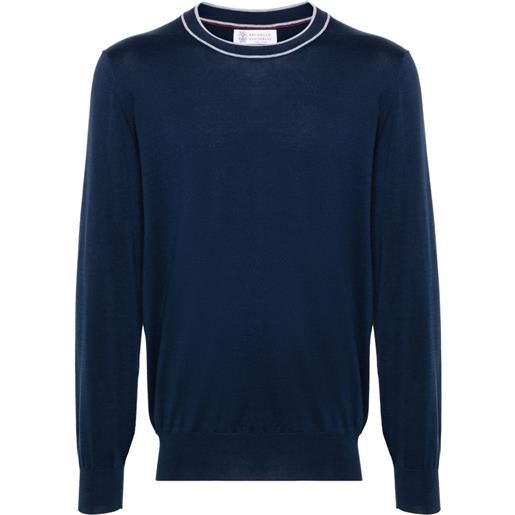 Brunello Cucinelli maglione con colletto a contrasto - blu