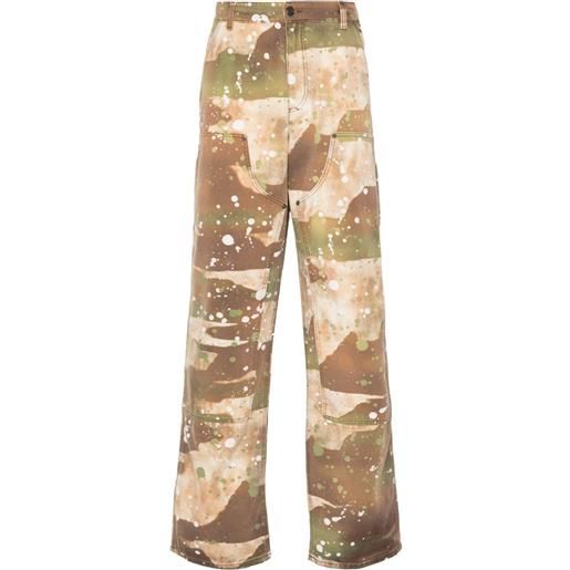MSGM pantaloni con stampa camouflage - marrone