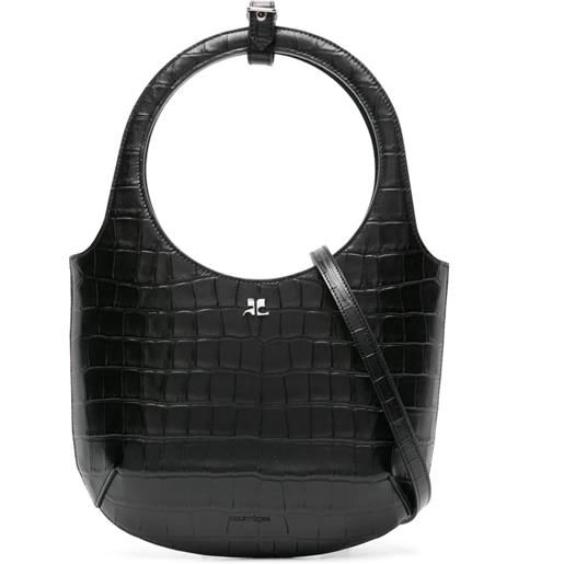 Courrèges borsa tote in pelle holy - nero