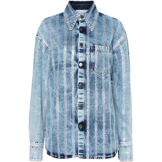 Giuseppe Di Morabito camicia denim con decorazione di cristalli - blu