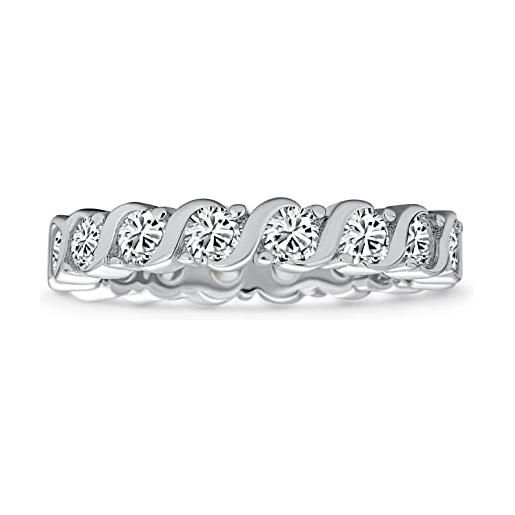 Bling Jewelry cubic zirconia cz band impilabile wave set eternity anniversary wedding band anello per le donne. 925 sterling silver