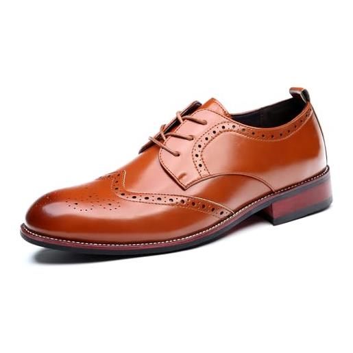 Remxi scarpe formali da uomo, classiche, scarpe da uomo derbys brogue fashoin per feste di matrimonio, nero , 43 1/3 eu