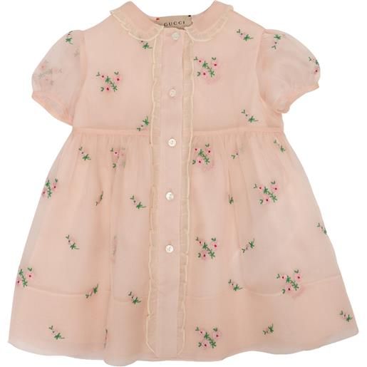 GUCCI KIDS abito gg rosa con fiori