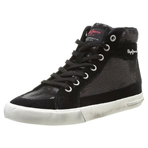 Pepe Jeans - macclain sequins, sneakers da donna, nero(schwarz (noir (999 black))), 39 eu