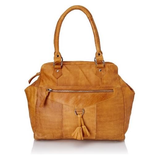 PIECES etta leather bag 17025641, borsa a mano in pelle donna, marrone (braun (pale brown c-134002), 36x30x17 cm (l x a x p)