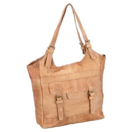 PIECES dana leather bag au11 17033466, borsa con manico donna, 30x30x30 cm (l x a x p), beige (beige/nature), 30 * 30 * 30 cm (l x a x p)