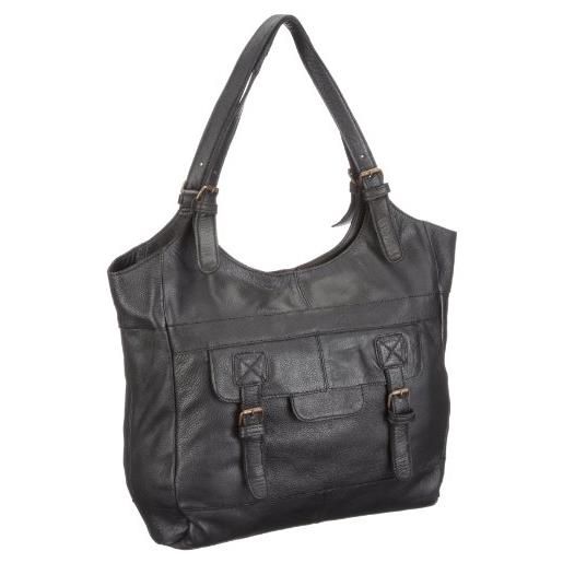 PIECES dana leather bag au11 17033466, borsa con manico donna, 30x30x30 cm (l x a x p), nero (schwarz/black), 30 * 30 * 30 cm (l x a x p)