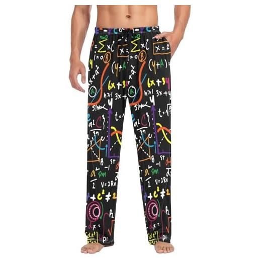 Linomo pantaloni da pigiama da uomo con formule matematiche, 100% cotone, pantaloni da notte per uomini e ragazzi, multicolore, m