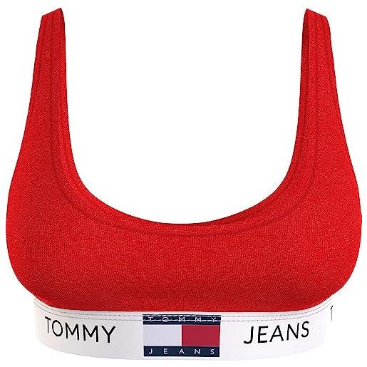 Tommy Hilfiger tommy jeans bralette donna unlined elasticizzata, rosso (deep crimson), s