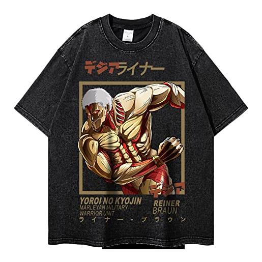 westtrend attack on titan t-shirt reiner braun stampato tee anime the armored titan manica corta estate sciolto costume unisex per i fan di anime