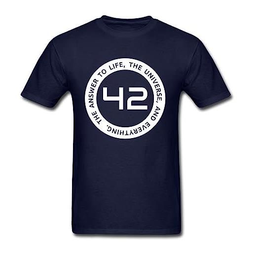 GAHO 42 t-shirt men simple casual letter t shirt custom fiction movie tshirt the hitchhiker's guide to the galaxy cotton tops tee navy blue l
