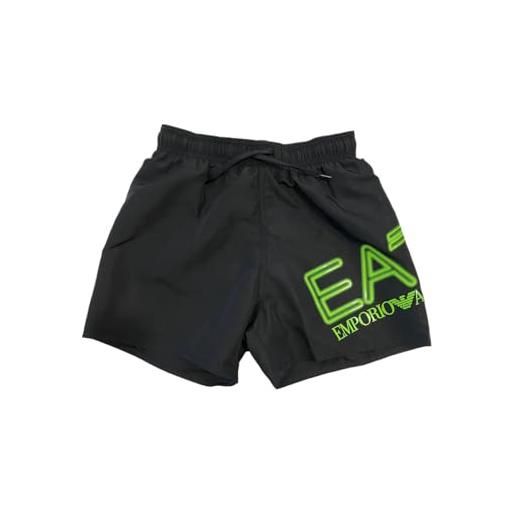 Emporio Armani ea7 costume da bagno bambini e ragazzi a pantaloncino con maxi logo avs - 906014 (12 anni, nero/verde)
