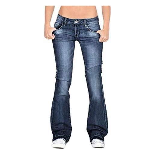 GIIWAKI jeans da donna a zampa svasata con fondo a campana a vita alta gamba larga jeans larghi per le donne classici elasticizzati y2k pantaloni in denim a gamba larga, 01-black jeans donna, m