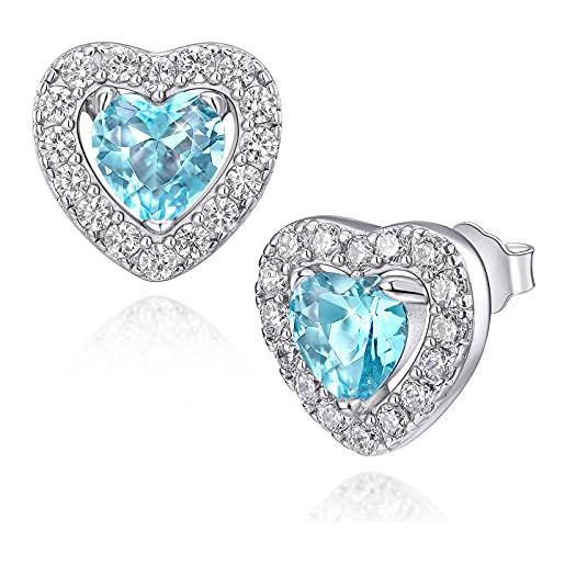 SIMPLGIRL orecchini cuore birthstone - cuore orecchini donna argento 925 con zirconia cubica orecchini birthstone per donne ragazze regali di gioielli per lei